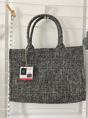 Aldi Viral Black & White Tweed Tote
